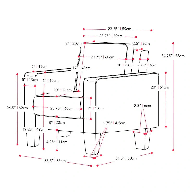 Ensemble 2 Pièces Fauteuil d'Appoint Georgia avec Pouf
