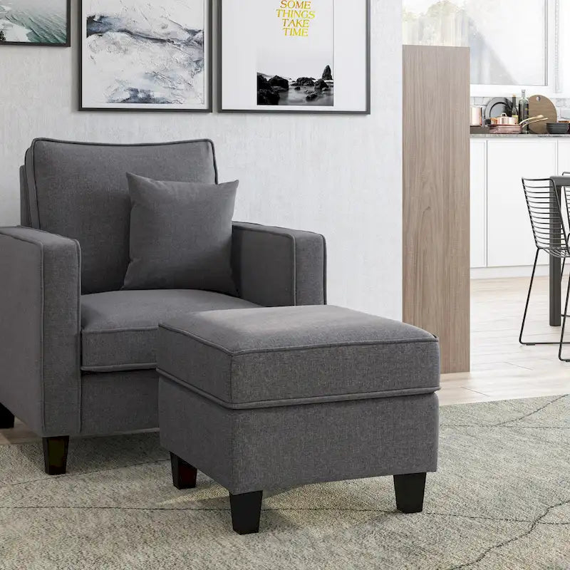 Ensemble 2 Pièces Fauteuil d'Appoint Georgia avec Pouf