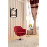 Manhattan Comfort Fauteuil pivotant d'appoint Caisson en similicuir chromé poli