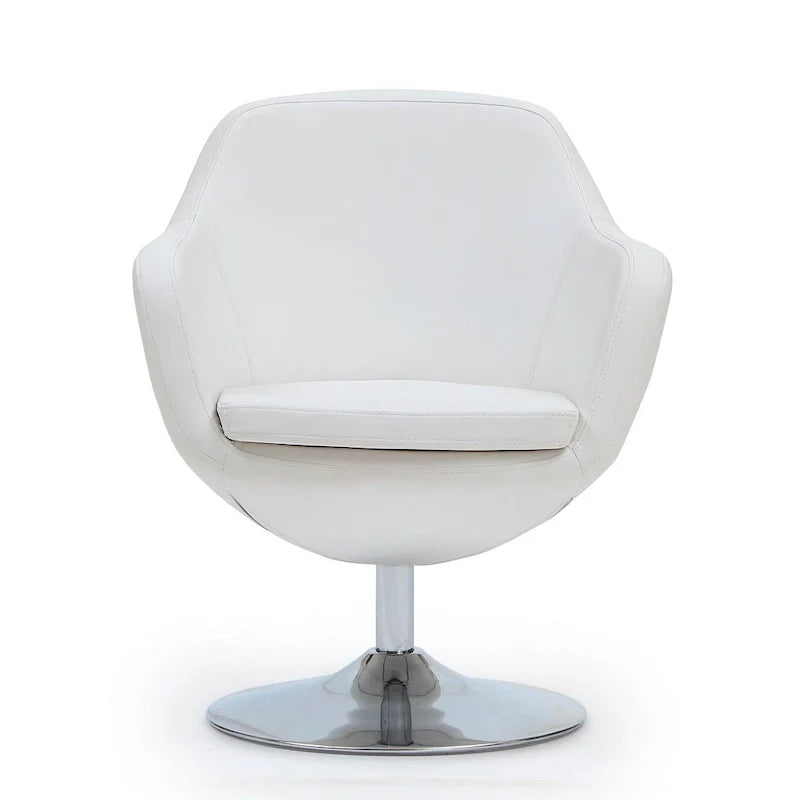 Manhattan Comfort Fauteuil pivotant d'appoint Caisson en similicuir chromé poli