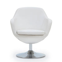Manhattan Comfort Fauteuil pivotant d'appoint Caisson en similicuir chromé poli