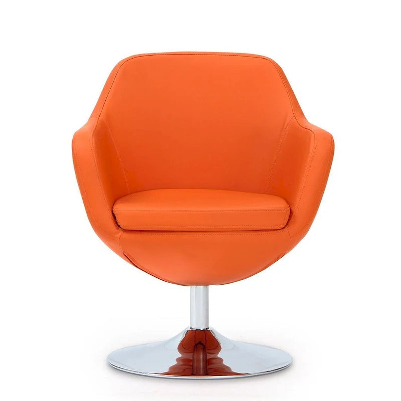 Manhattan Comfort Fauteuil pivotant d'appoint Caisson en similicuir chromé poli