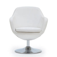 Manhattan Comfort Fauteuil pivotant d'appoint Caisson en similicuir chromé poli