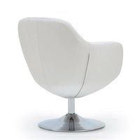Manhattan Comfort Fauteuil pivotant d'appoint Caisson en similicuir chromé poli