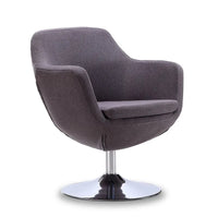 Manhattan Comfort Fauteuil pivotant d'appoint Caisson en similicuir chromé poli