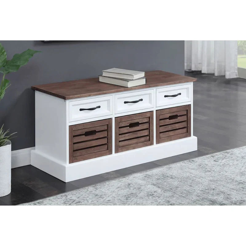 Meuble bas en bois traditionnel Paola avec paniers