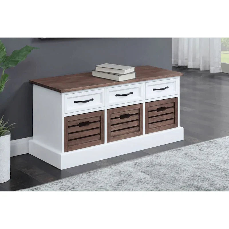 Meuble bas en bois traditionnel Paola avec paniers