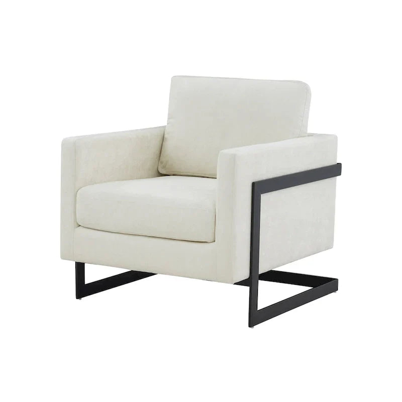 Chaise d'appoint contemporaine Modrest Prince en tissu crème et noir