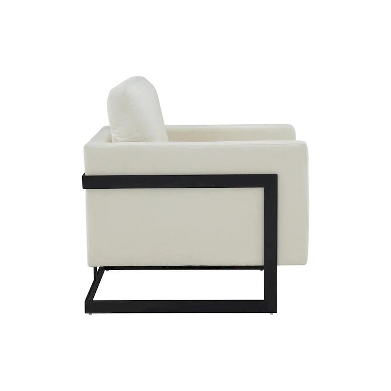 Chaise d'appoint contemporaine Modrest Prince en tissu crème et noir