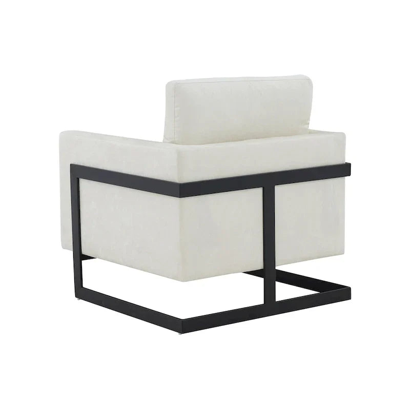 Chaise d'appoint contemporaine Modrest Prince en tissu crème et noir
