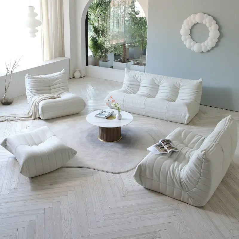 Ensembles canapé paresseux en tissu Teddy pour chambre et salon, pouf poire confortable, canapé de sol
