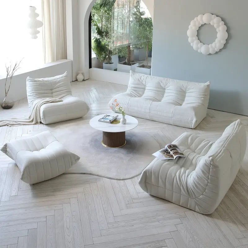 Ensembles canapé paresseux en tissu Teddy pour chambre et salon, pouf poire confortable, canapé de sol
