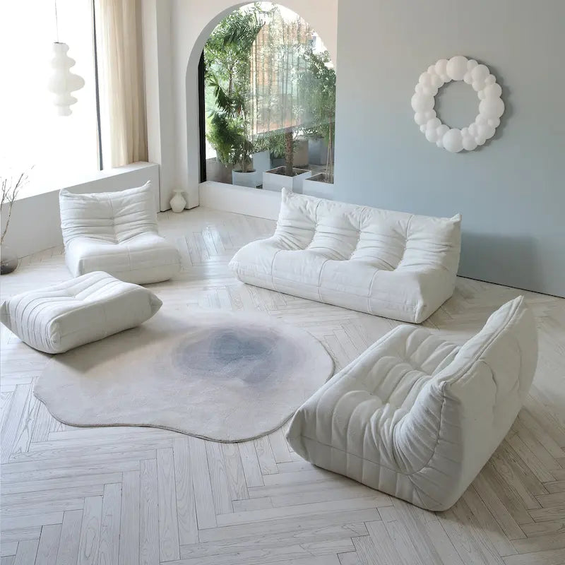 Ensembles canapé paresseux en tissu Teddy pour chambre et salon, pouf poire confortable, canapé de sol