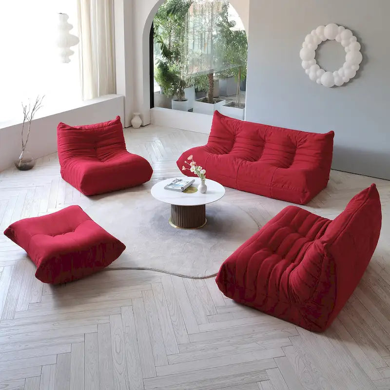 Ensembles canapé paresseux en tissu Teddy pour chambre et salon, pouf poire confortable, canapé de sol