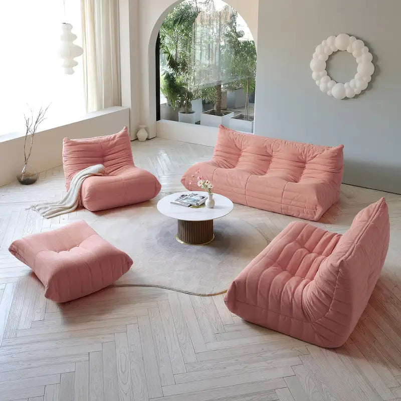 Ensembles canapé paresseux en tissu Teddy pour chambre et salon, pouf poire confortable, canapé de sol