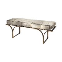 Banc d'appoint Jessie 55L x 16W en cuir marron avec base en métal noir - 55,0L x 16,0W x 19,0H