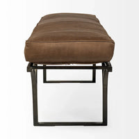 Banc d'appoint Jessie 55L x 16W en cuir marron avec base en métal noir - 55,0L x 16,0W x 19,0H