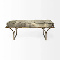Banc d'appoint Jessie 55L x 16W en cuir marron avec base en métal noir - 55,0L x 16,0W x 19,0H