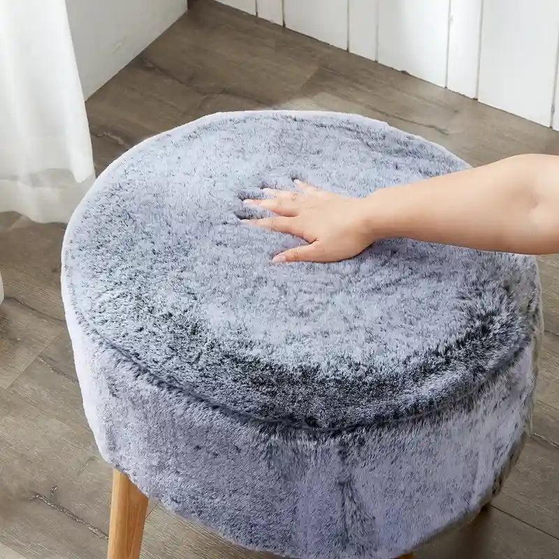 Serenta Pouf ovale en fausse fourrure épaisse