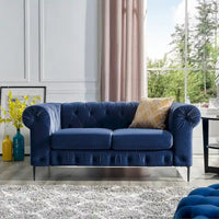 Corvus Prato Causeuse Chesterfield capitonnée en velours avec accoudoirs roulés