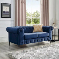 Corvus Prato Causeuse Chesterfield capitonnée en velours avec accoudoirs roulés