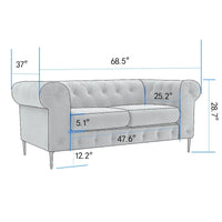Corvus Prato Causeuse Chesterfield capitonnée en velours avec accoudoirs roulés