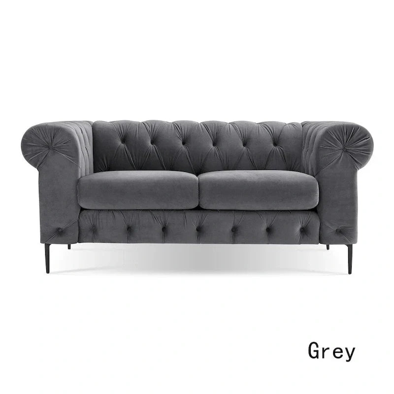 Corvus Prato Causeuse Chesterfield capitonnée en velours avec accoudoirs roulés