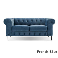 Corvus Prato Causeuse Chesterfield capitonnée en velours avec accoudoirs roulés