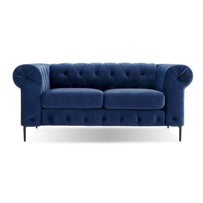 Corvus Prato Causeuse Chesterfield capitonnée en velours avec accoudoirs roulés
