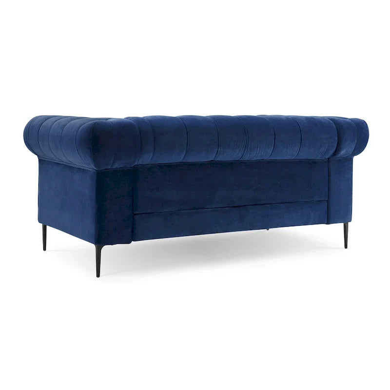 Corvus Prato Causeuse Chesterfield capitonnée en velours avec accoudoirs roulés