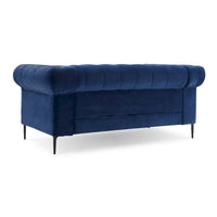 Corvus Prato Causeuse Chesterfield capitonnée en velours avec accoudoirs roulés