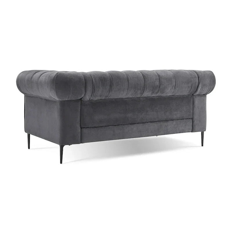 Corvus Prato Causeuse Chesterfield capitonnée en velours avec accoudoirs roulés