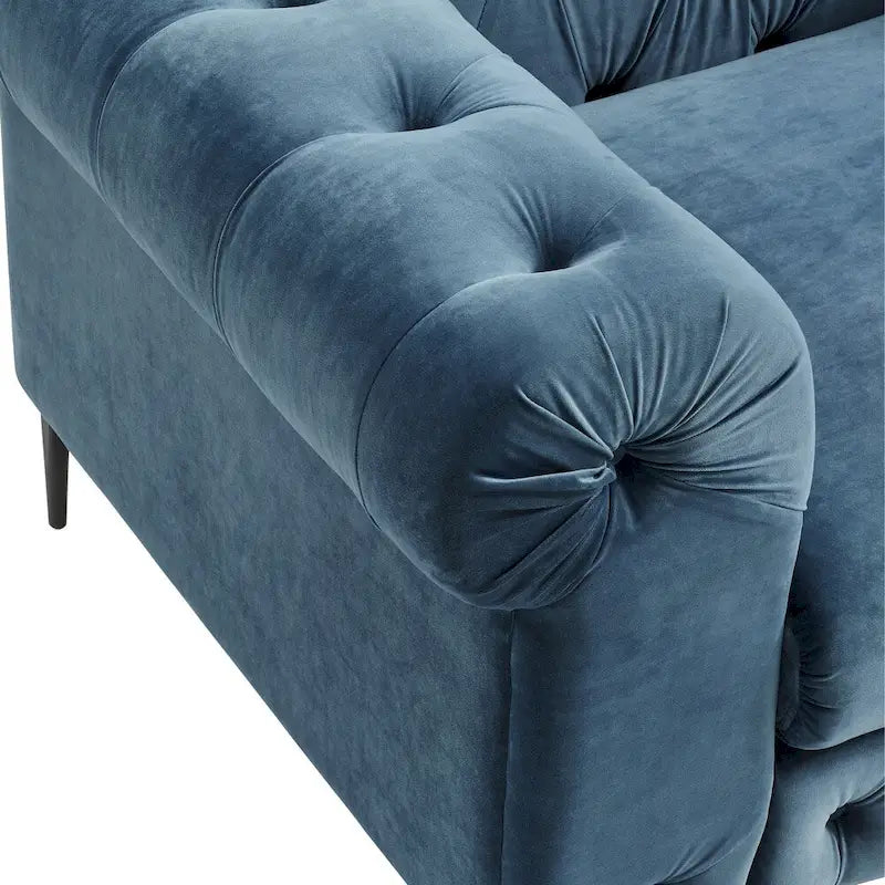Corvus Prato Causeuse Chesterfield capitonnée en velours avec accoudoirs roulés