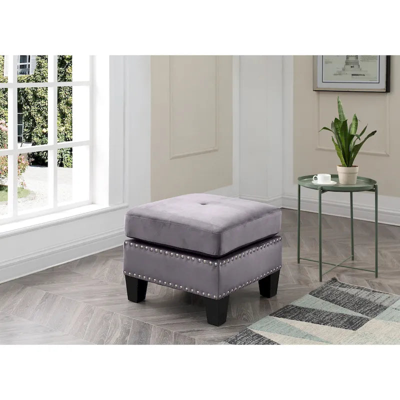 Poufs en velours touffeté Copper Grove Meharrize