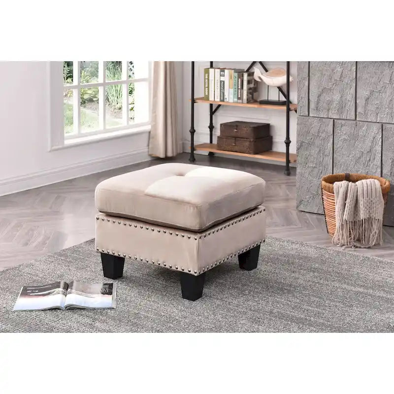 Poufs en velours touffeté Copper Grove Meharrize