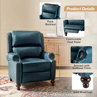 Lot de 2 Fauteuils Inclinables Gabriela en Cuir Véritable Milieu de Siècle Moderne avec Clous Décoratifs par HULALA HOME