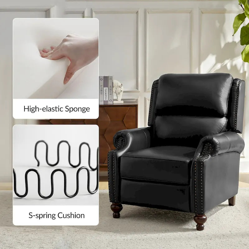Lot de 2 Fauteuils Inclinables Gabriela en Cuir Véritable Milieu de Siècle Moderne avec Clous Décoratifs par HULALA HOME