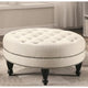 Pouf ottoman rond capitonné Fortune avec clous décoratifs