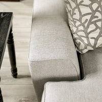 Canapé Bule transitionnel en tissu gris clair capitonné à clous avec coussins par Furniture of America