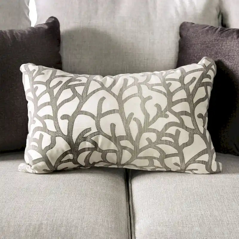 Canapé Bule transitionnel en tissu gris clair capitonné à clous avec coussins par Furniture of America