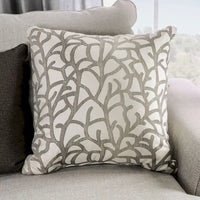 Canapé Bule transitionnel en tissu gris clair capitonné à clous avec coussins par Furniture of America