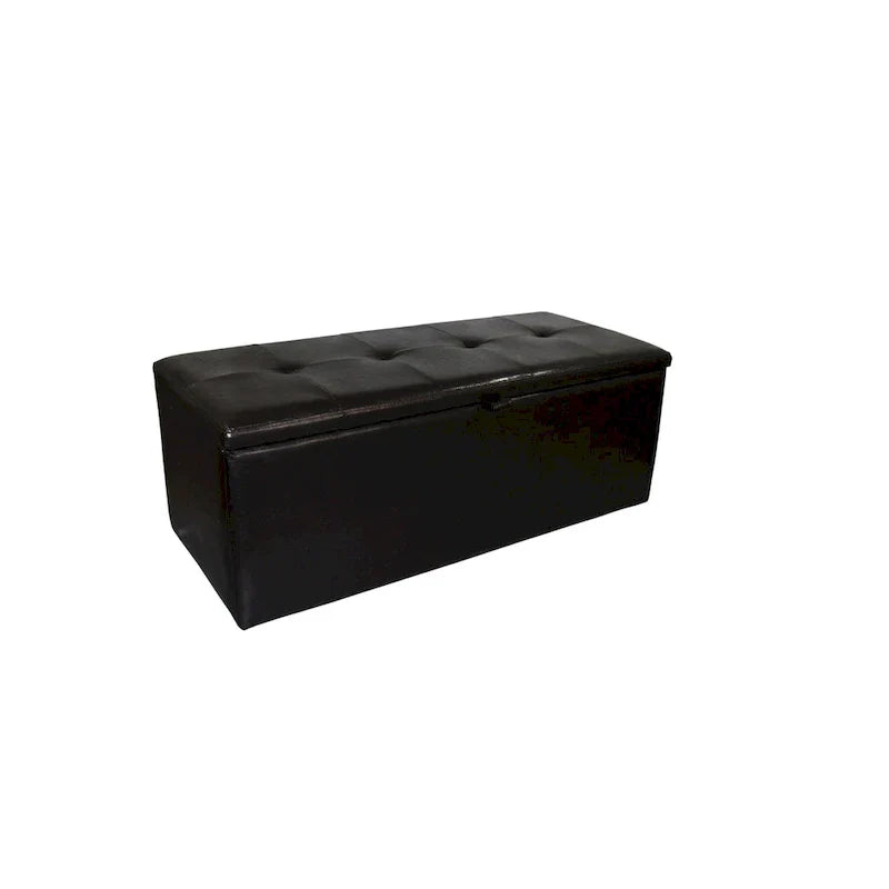 Banc de rangement en similicuir marron