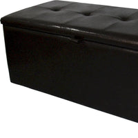 Banc de rangement en similicuir marron