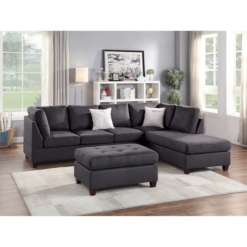 Ensemble Canapé Sectionnel 3 Pièces en Microfibre