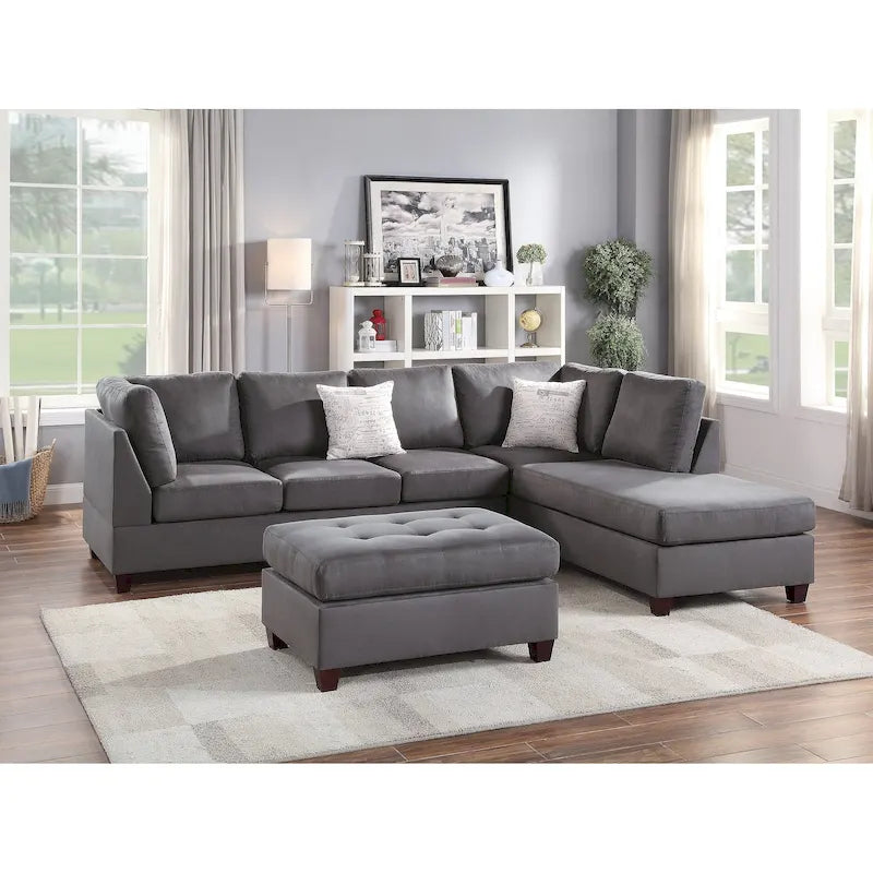 Ensemble Canapé Sectionnel 3 Pièces en Microfibre