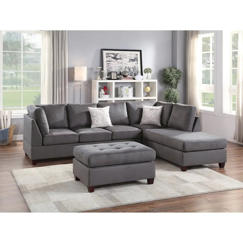 Ensemble Canapé Sectionnel 3 Pièces en Microfibre
