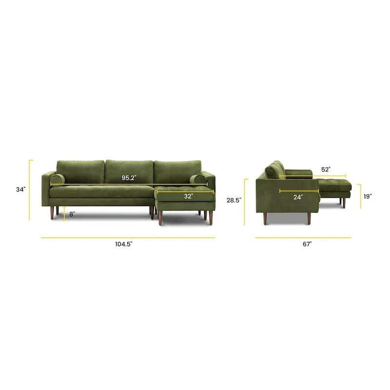 Poly & Bark Napa Canapé sectionnel droit en tissu 104.5
