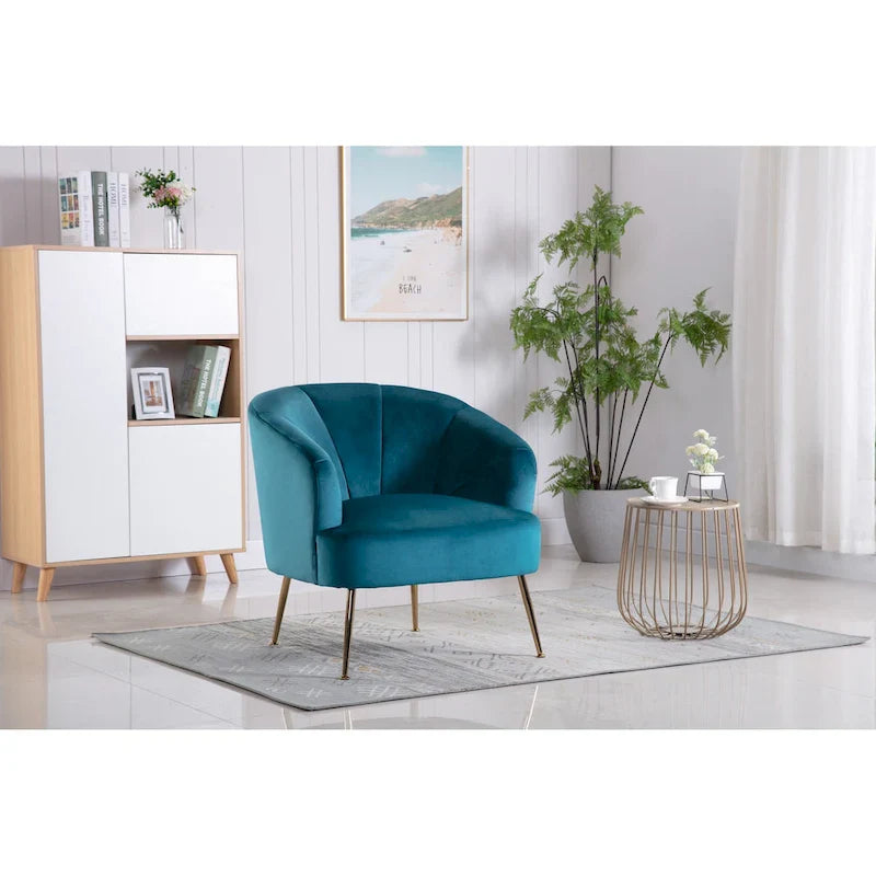 Porthos Home Skye - Fauteuil d'appoint capitonné en velours avec pieds chromés