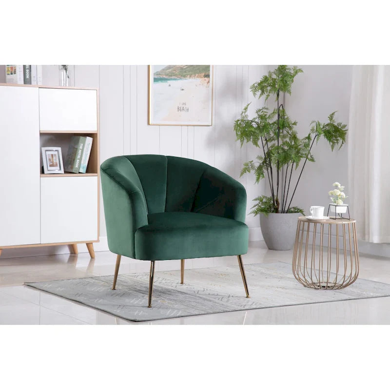 Porthos Home Skye - Fauteuil d'appoint capitonné en velours avec pieds chromés