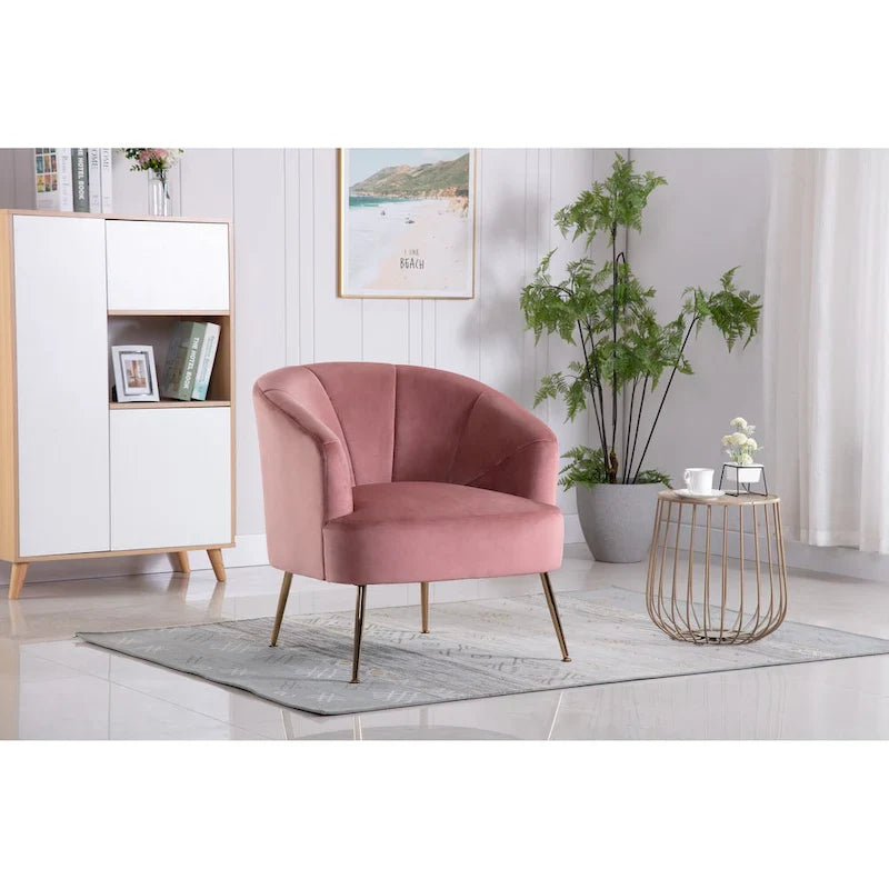 Porthos Home Skye - Fauteuil d'appoint capitonné en velours avec pieds chromés